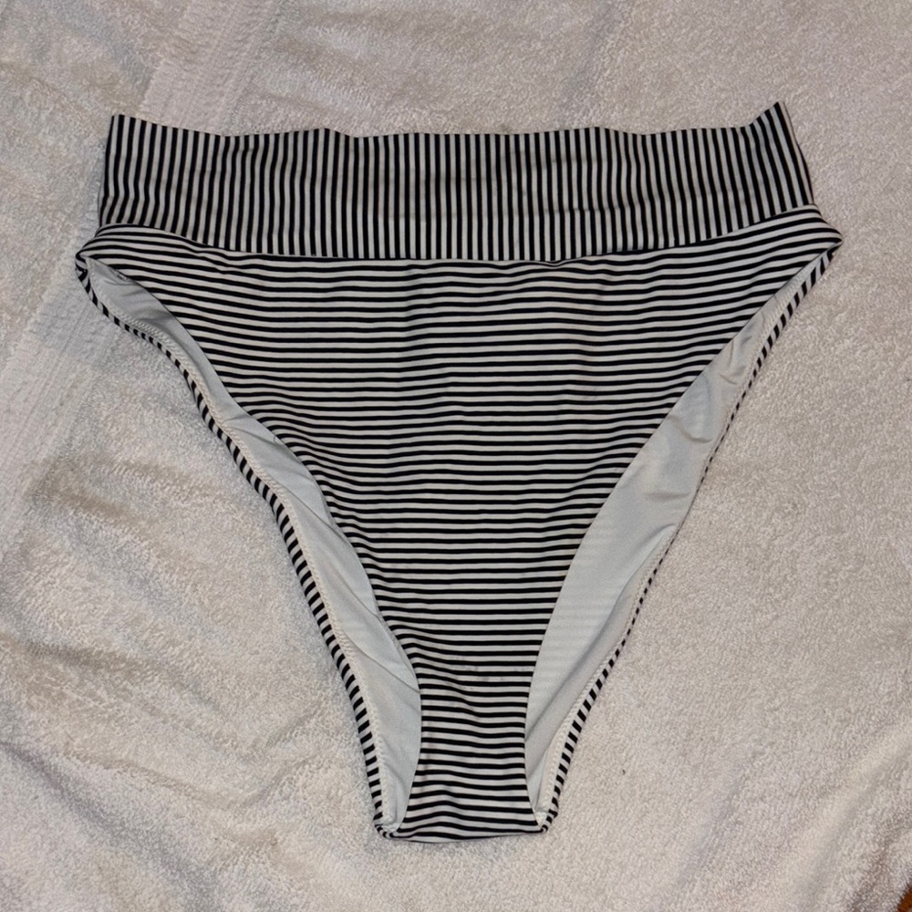 Aerie Striped High-Waist Bikini Bottom, L